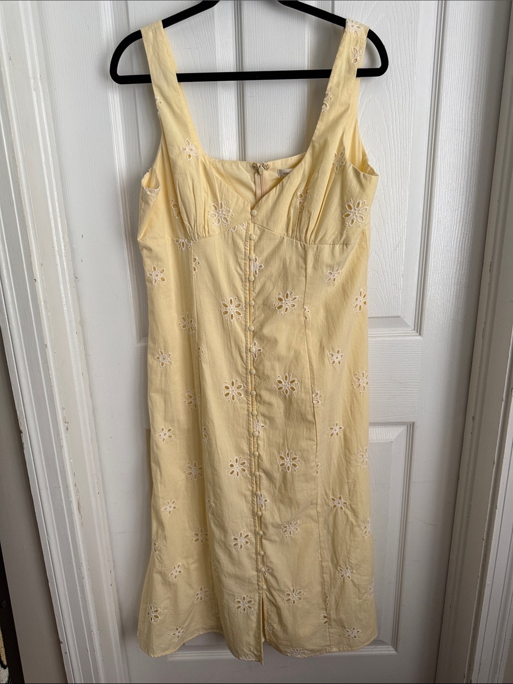 Aqua Butter Yellow Eyelet Midi Dress